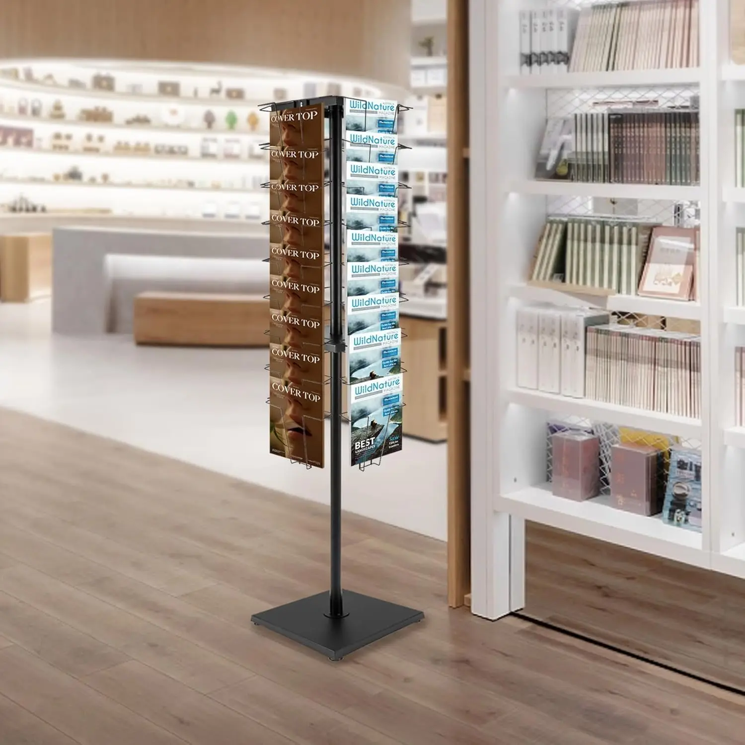 36 Metal Wire Pockets Floor Standing Magazine Display Rack