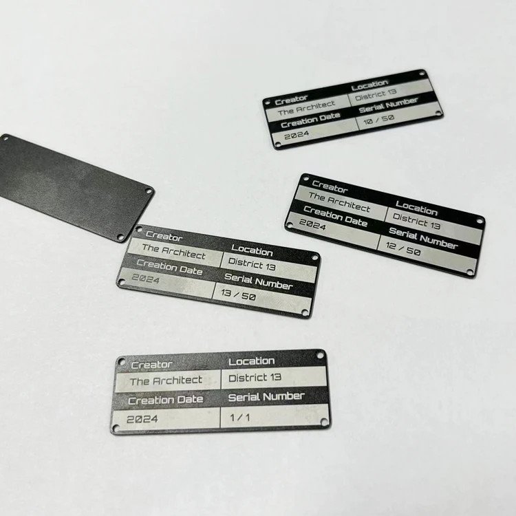 Custom Etched Metal Nameplates Laser Cutting Brushed Etching Logo Stainless Steel Plate