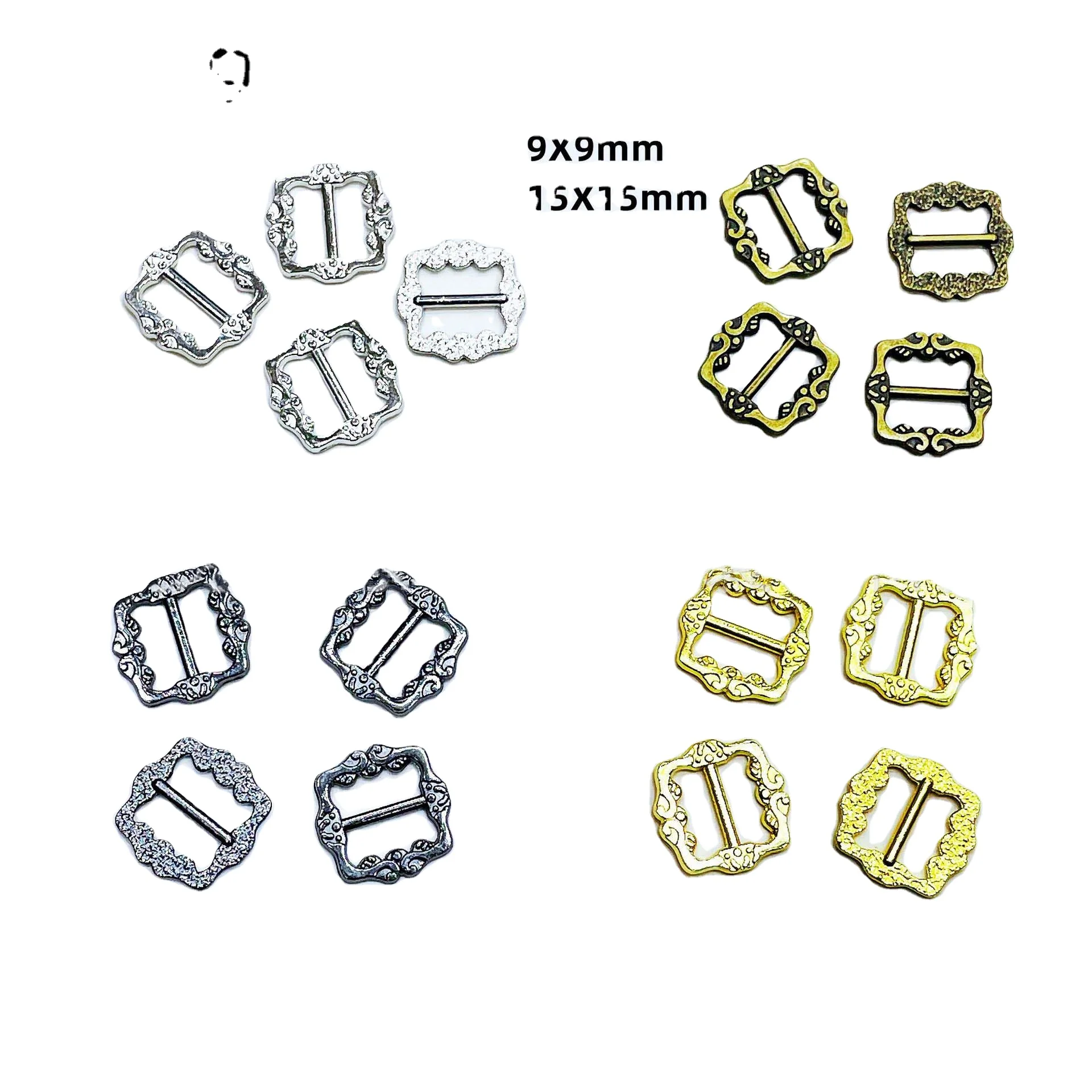 9MM diy craft accessories metal alloy mini embossed buckle button cartoon bulk gold black pattern doll toy clothing buttons