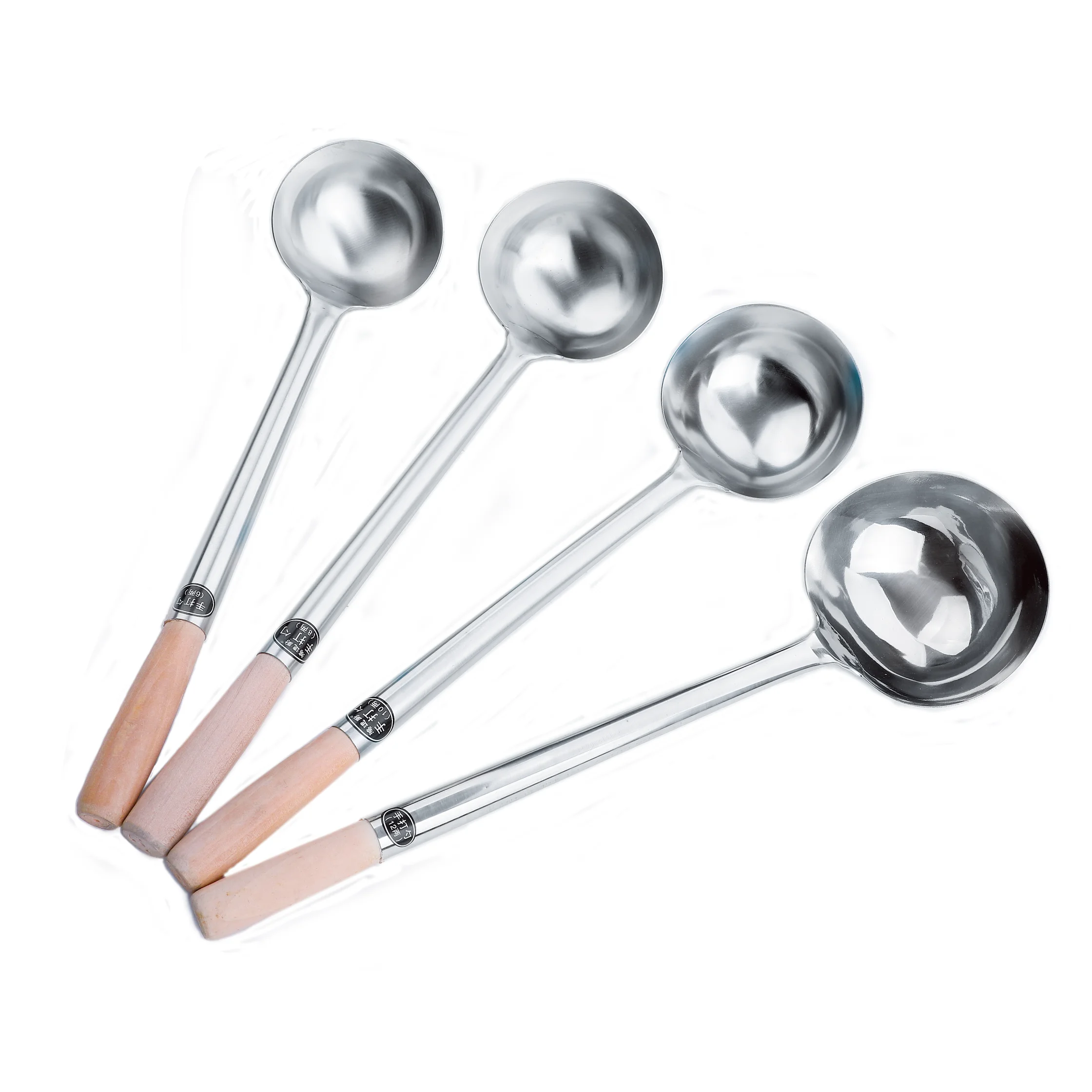 Stainless Steel Wok Ladle Spatula With Wooden Handle Kitchen Wooden Handle Ladle