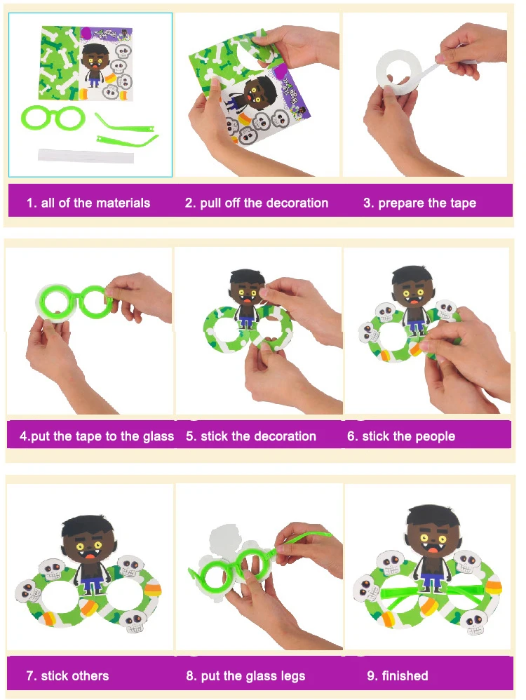 
2019 DIY Craft Halloween Glasses Kits for Kids age 3+ Makeup 