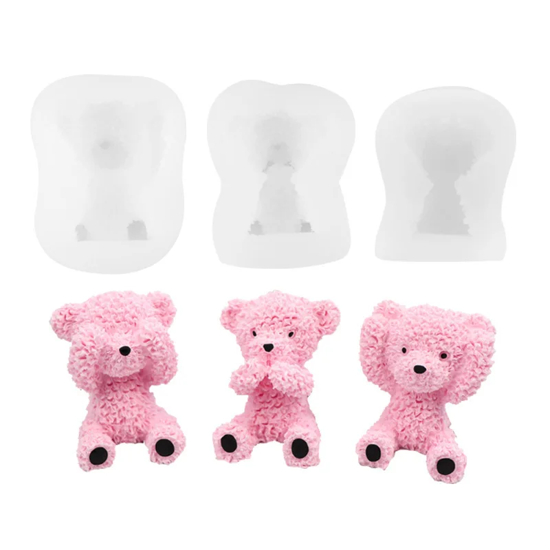 Factory 3D DIY Handmade Cute Bear Ice Ball Cube Candle Mousse Cake Silicone Mold