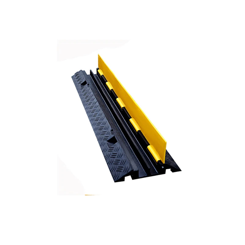 Two channels rubber speed hump cable protector
