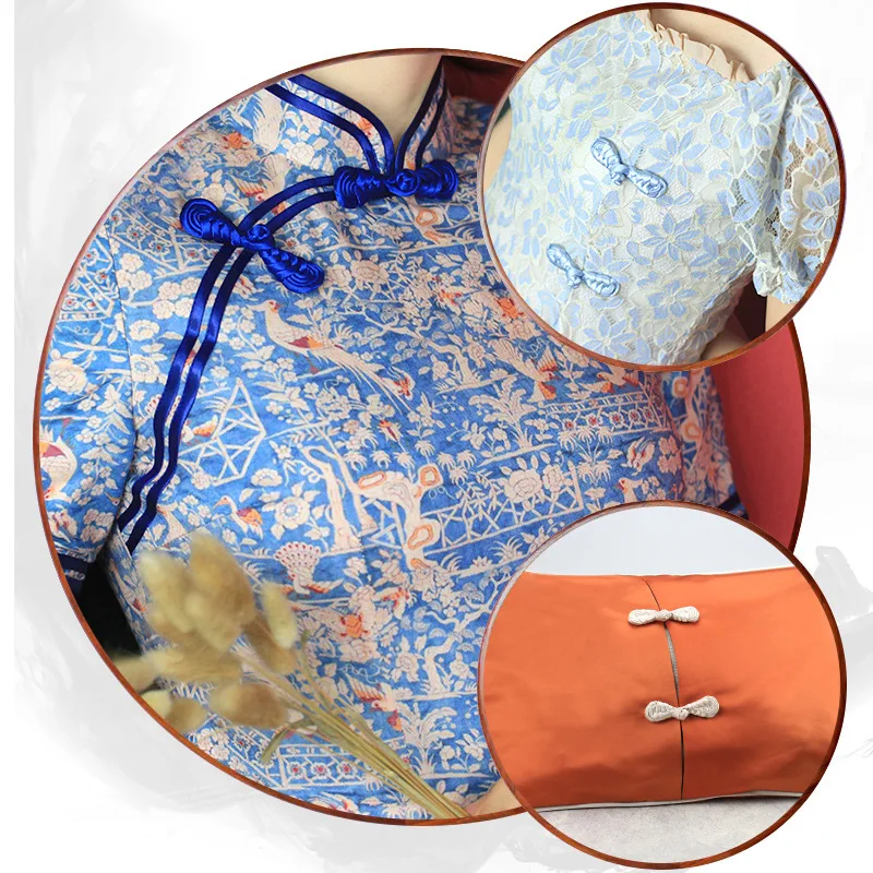 Handmade Flower Frog Button Chinese Knot Woven Fabric Covered Button DIY Clothing Garment Accessories