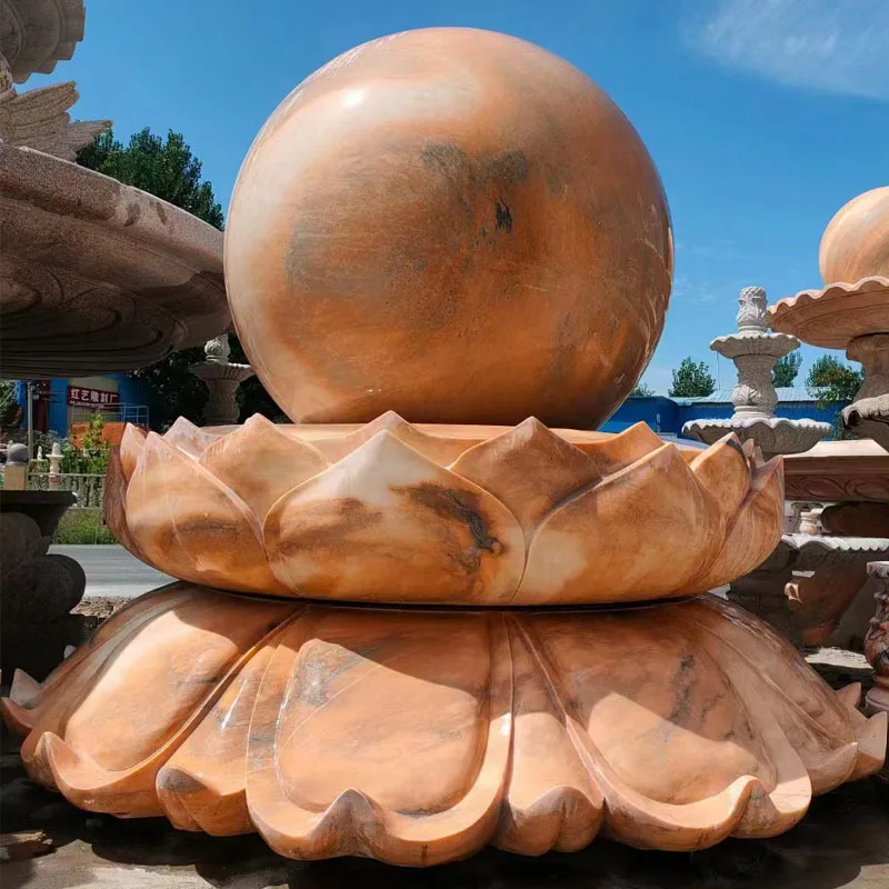 HZX Outdoor Modern Design Style Sunred Marble Lady Water Fountain Natural Stone Statue