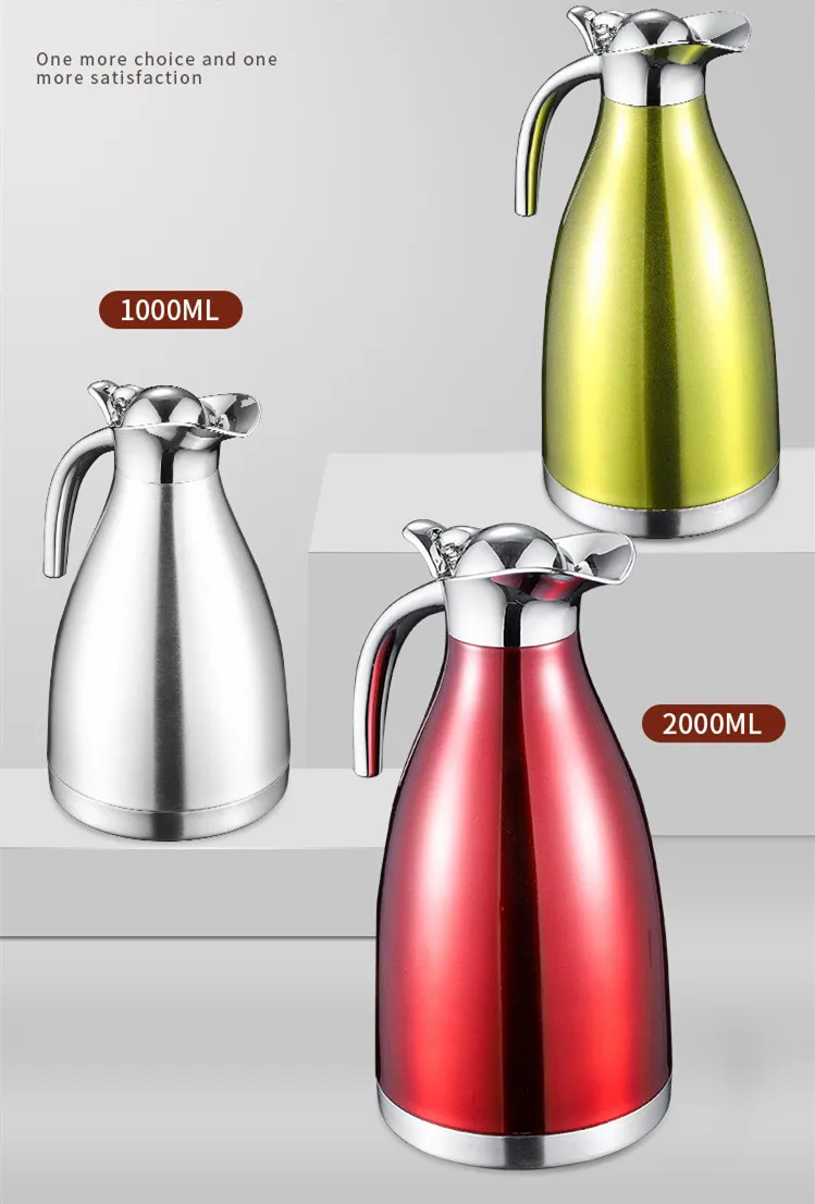 Hot sale 1.5 Liter  Stainless Steel Double Walled Thermal Coffee Serving Carafe / Vacuum Insulated Hot Water Kettle