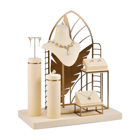 Jinsky Custom Logo Unique High -end White Super Fiber Metal Necklace Jewelry Packaging & Display Set Luxury