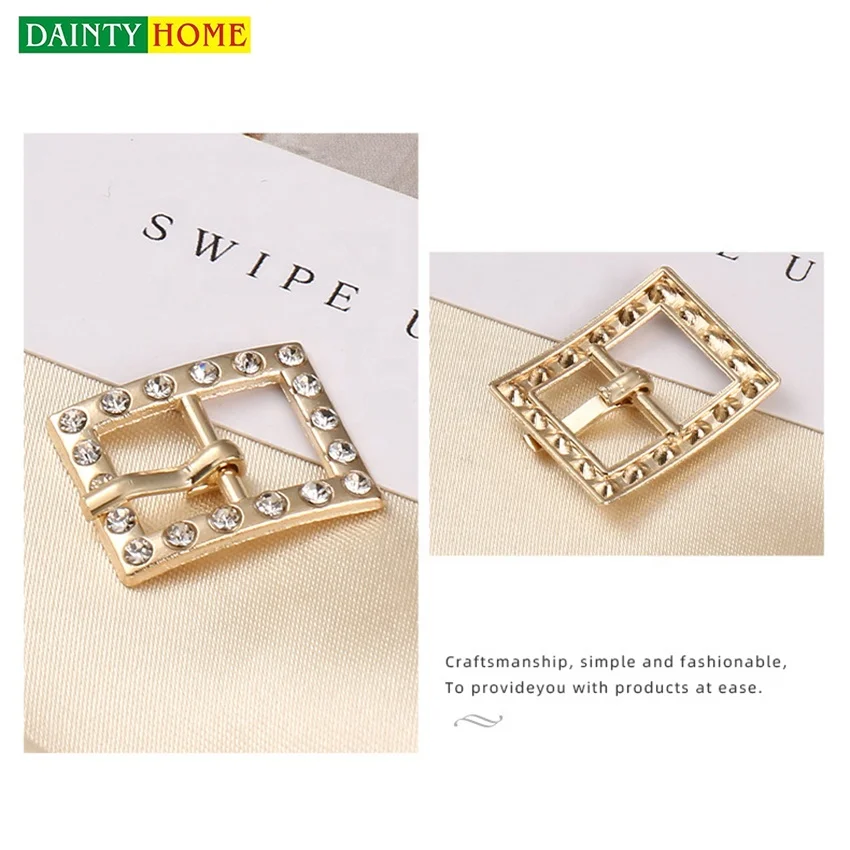 Pin buckles adjust women rhinestone metal shoes buckles for sandals fashion decorative cheap shoes accessories