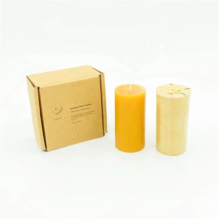 High Quality Scented Yellow Rustic Natural Beeswax Pillar Candles