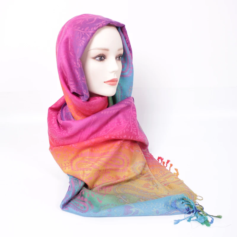 Hot Sale Gradient Chiffon Silk Scarf Ladies Rainbow Georgette Tulle Scarves for Women