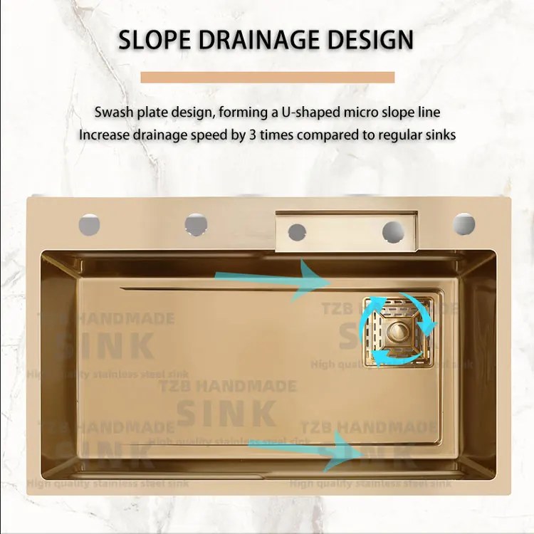 7546 Kitchen WorkStation Gold Washing Basin Modern Multifunctional Handmade Stainless Steel Sink Waterfall Smart Faucet Sinks