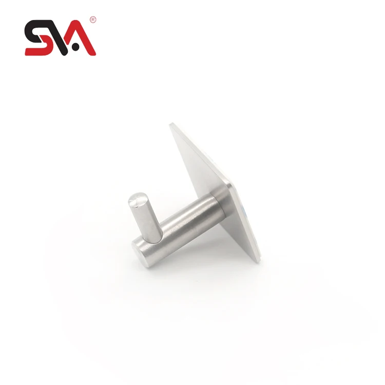 SVA-1608 Fashion Hotel Bathroom Kitchen Solid Pattern Design Towel Clothing Square Stainless Steel Wall Mount Single Hook
