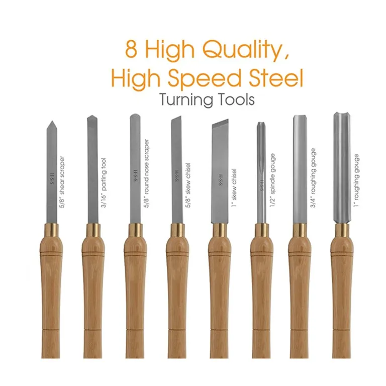 8 Piece Set HSS Woodworking Lathe Chisel Set For Wood Turning