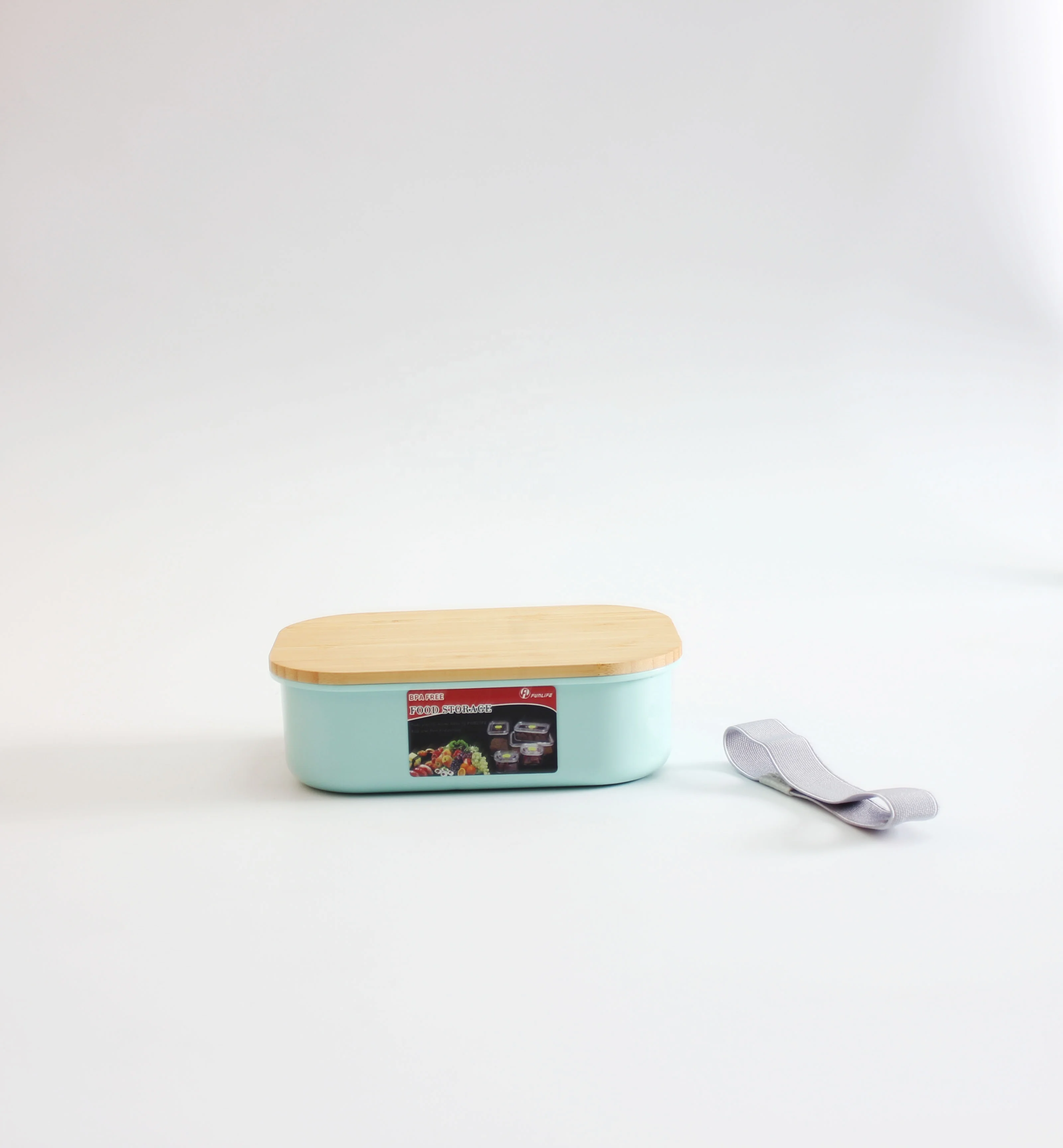 New Arrival Factory Direct Easy Carry Bento container with bamboo lid Storage Box Green  Lunch Box with Elastic Band