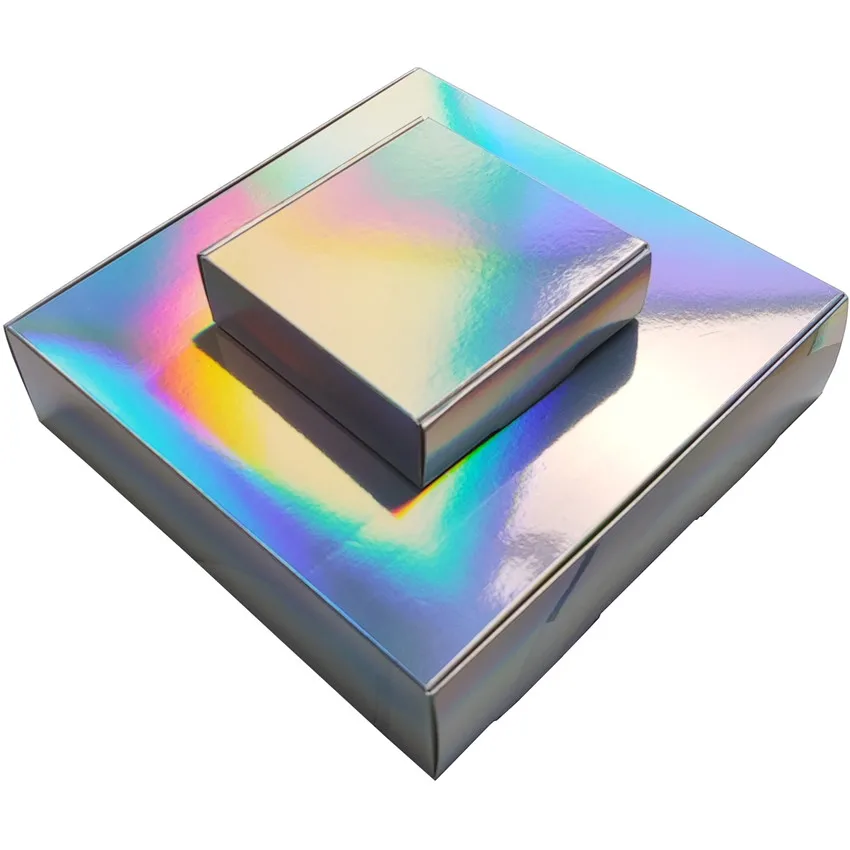 Silver Holographic Rainbow Color Gift Packaging Paper Box Iridescent