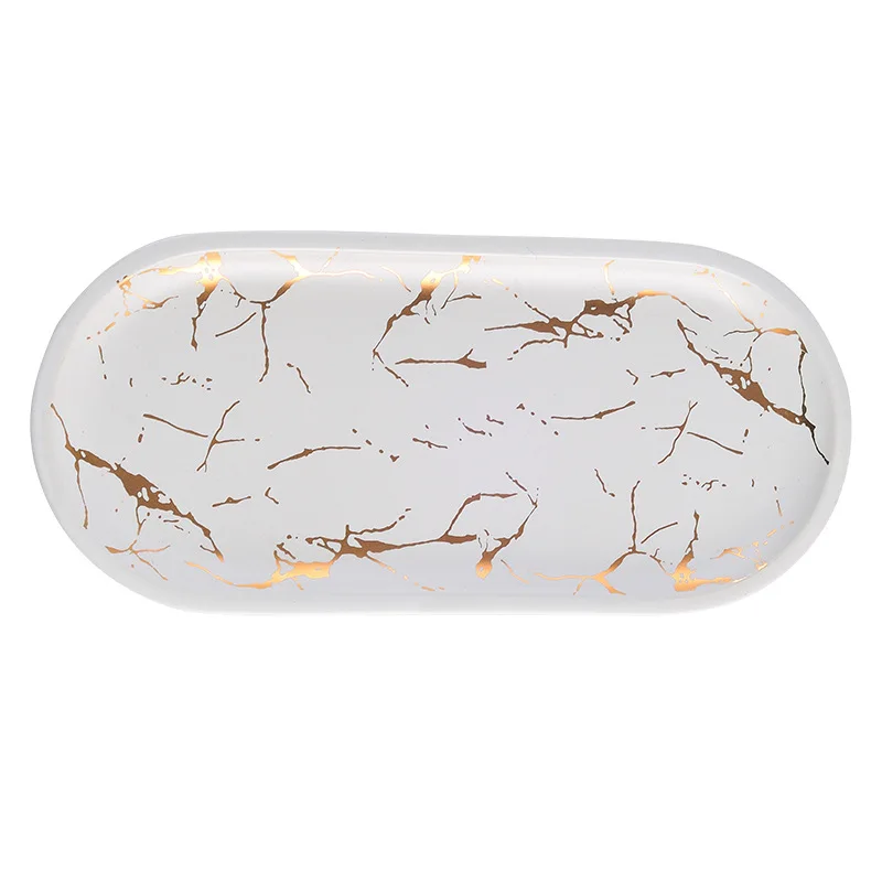 
Nordic style marble pattern rectangular melamine plate irregular western food plate household tray jewelry plate 