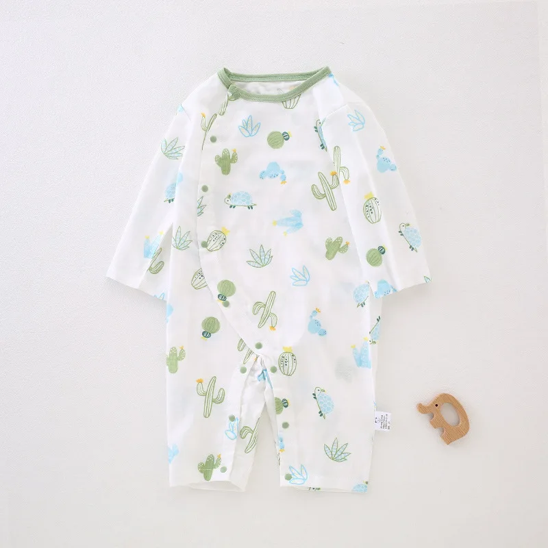 Summer Wholesale Bamboo Cotton Soft Long Sleeve Air Conditioning Pajamas Boutique Knitted Romper Baby