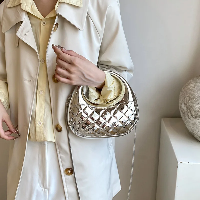 Fashion Women Acrylic Clutch Purse Half Moon Woman Bag Chain Shoulder Evening Handbag for Wedding Ladies Gold Moon Sling Purses