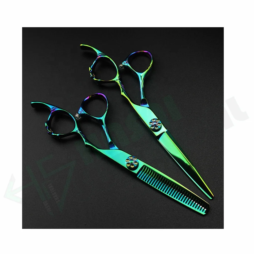 High quality Japan professional New Green barber hairdresser scissor & thinning scissor by Hasni Surgical CE / ISO
