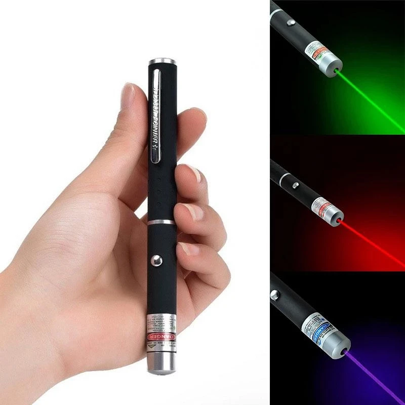 Interactive LED Cat Laser Pointer Pen Red Green Purple light Powered by 2 AAA Battery