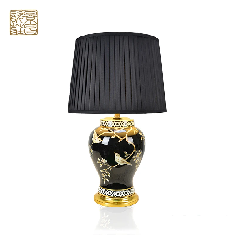 Chinese style blue flower figure antique table lamp