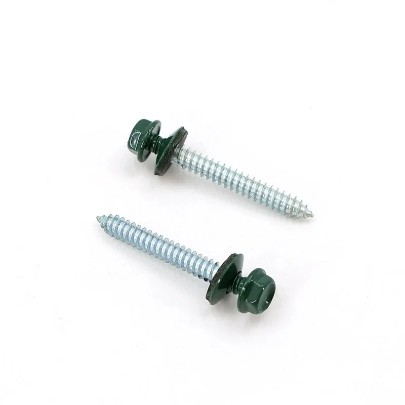 Painted Screws Factory painted hex head tapping screw EPDM washer roofing screws din6928