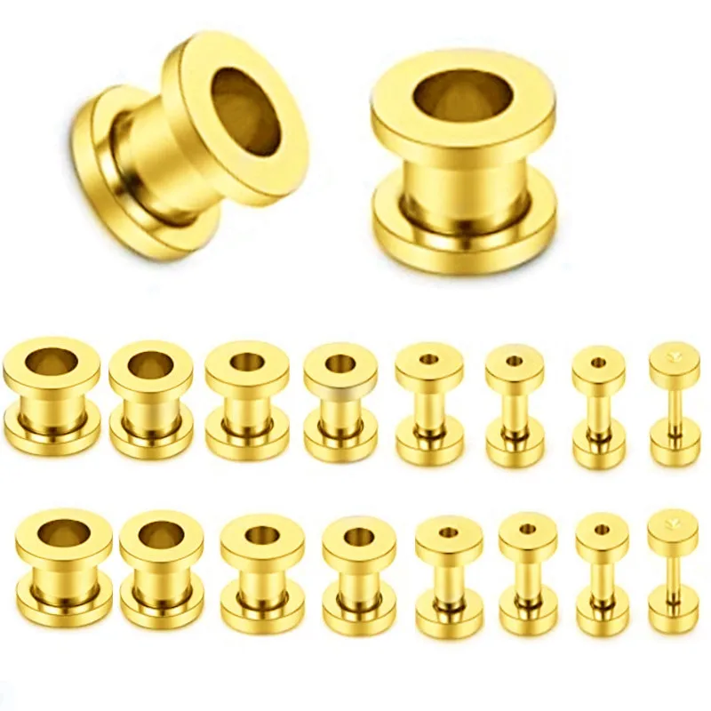 Piercing 36PCS Stainless Steel 14G-00G Ear Set Gauge Plug Ear Tunnel Set Steel Taper Plug Kit Ear Stretching Kit