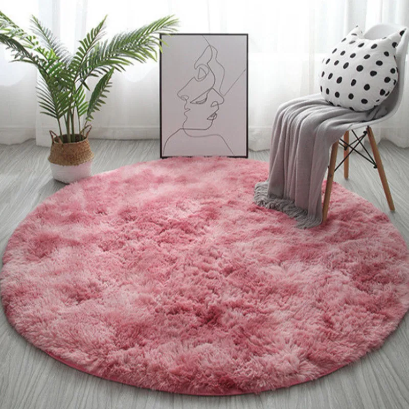 Shaggy Circle Office Carpets Round Living Room Carpet Floor Mat Plush Rug Wool Bedside Carpet