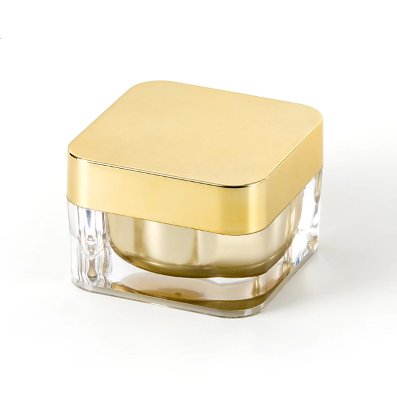 Wholesale 15g 20g Empty Black Gold White Square Acrylic Plastic Cosmetic Cream Skin Jar for gel nail