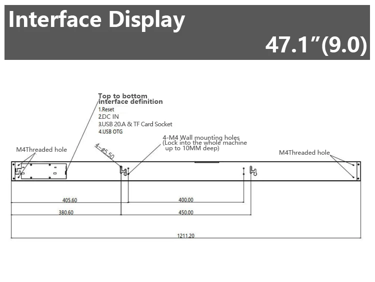 47.1 Inch Shelf Edge Plane Display Screen Advertising Display Machine For Supermarket Shelves