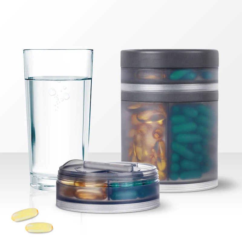 Large Luxury Custom 7 Days Travel Weekly Plastic Medicine Jar Storage Containers Dispenser Pill Box Organizer Bottle