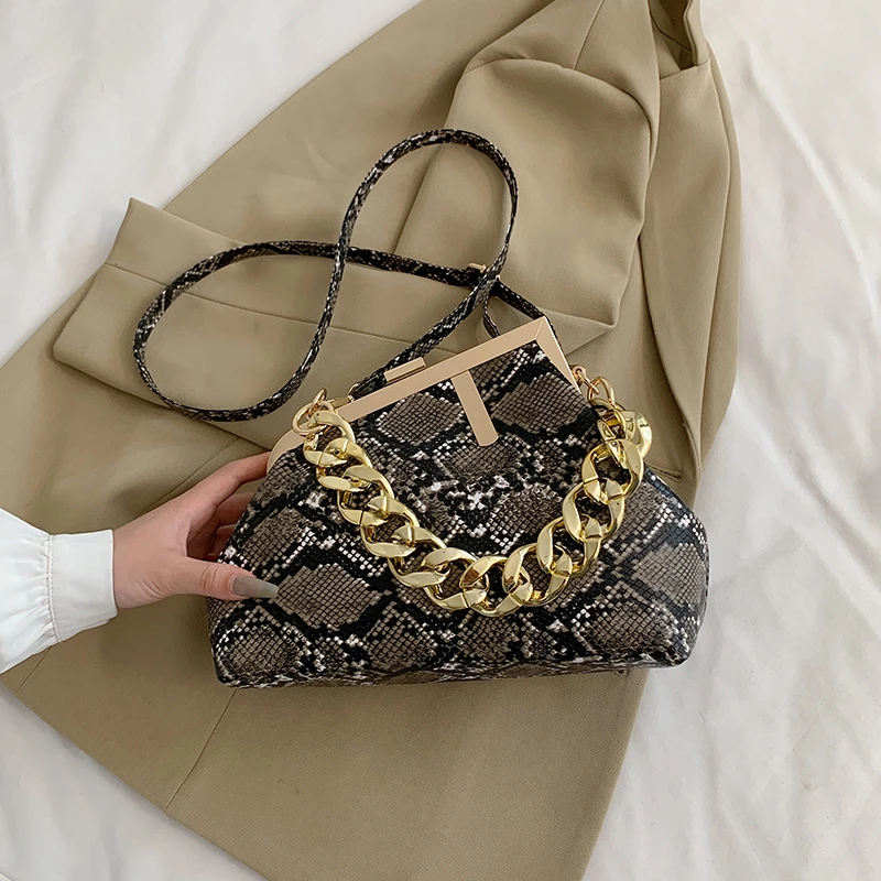HEC New Arrival Trending Snake Skin Purses and Handbags Ladies Leather Luxury Shoulder Bag for Women
