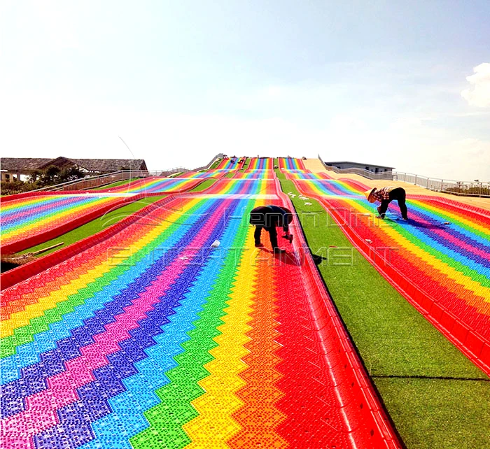 Outdoor color road Rainbow slide Dry Ski Slope Plastic high quality long use life Rainbow Snow Slip Slide For Sale
