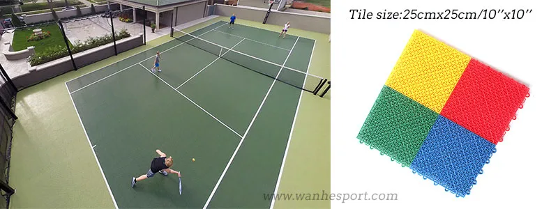 Wanhe Cheap Price Anti Slip UV Resistance Outdoor Interlocking Polypropylene Basketball Pickle Ball Court