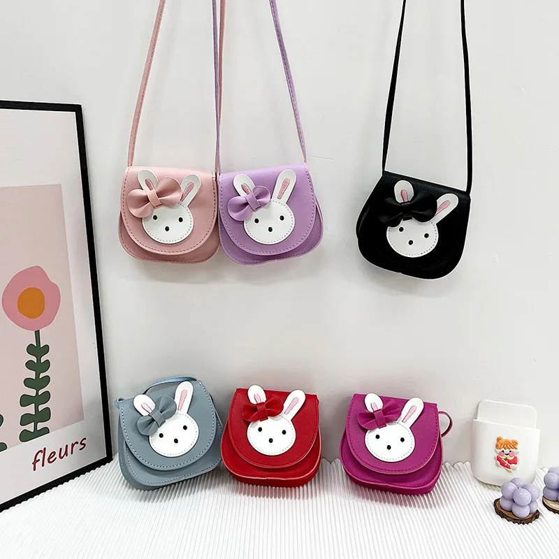 2024 new kids cute cartoon shoulder bag handbags children crossbody bags kawaii zipper little rabbit coin purse