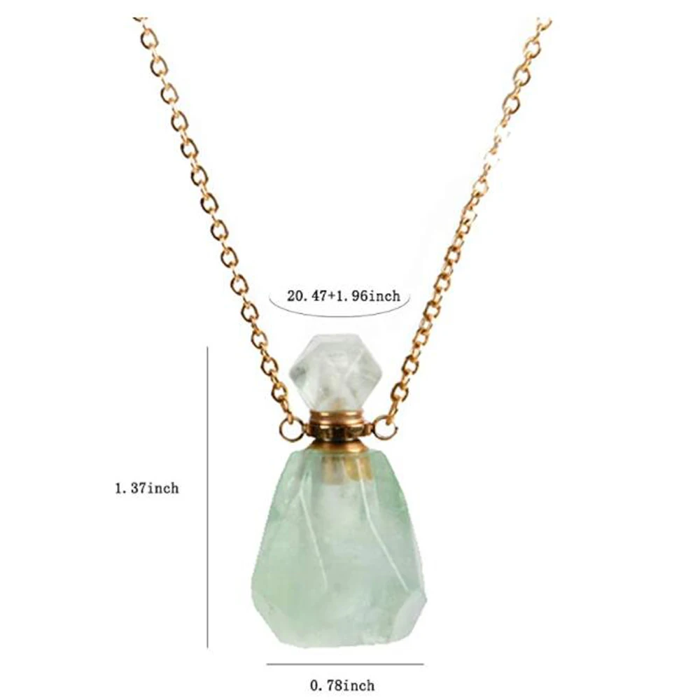 Amazon Hot Sale Natural Healing Stone Essential Oil Diffuser Perfume Bottle Pendant Necklace Jewelry