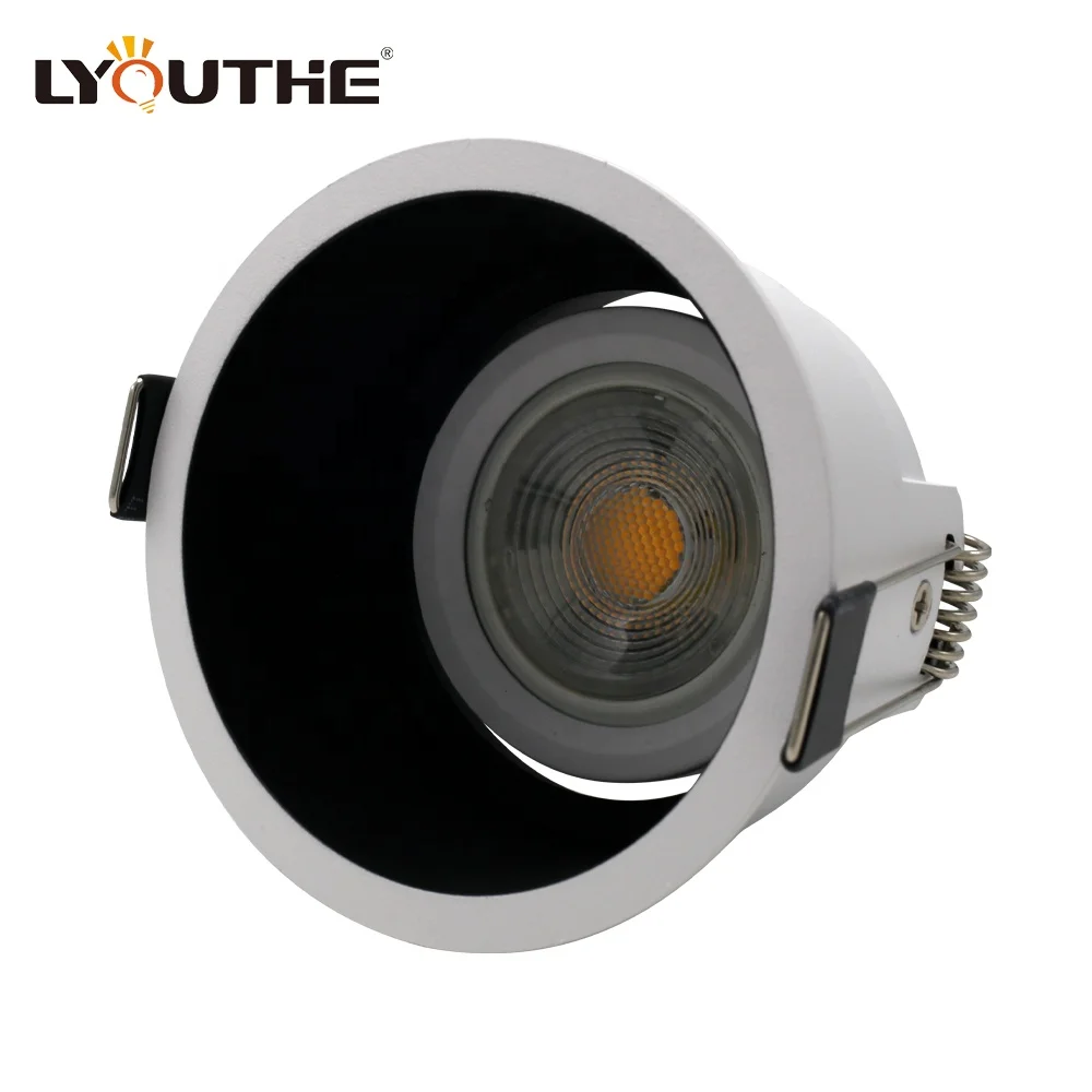 Office Ceiling Cob Downlight Round Die Casting Aluminum Anti Glare Down Light Frame  Gu10 Recessed Spotlight