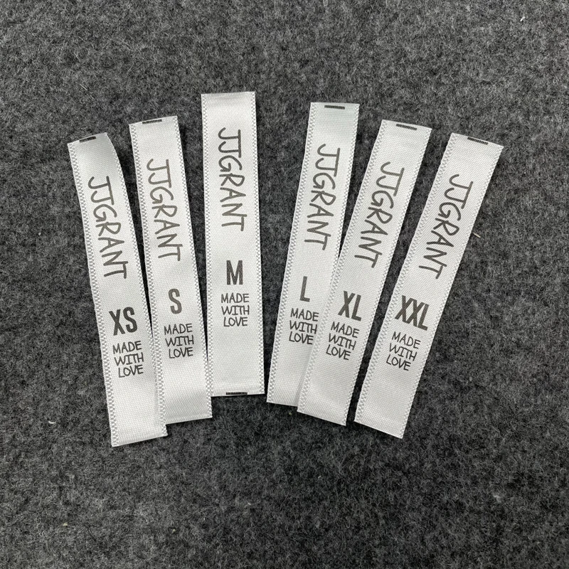 Woven Clothing Label , Custom Brand Logo Clothing Neck Label Tags , Size Label for Clothing High Quality Garment Label Satin