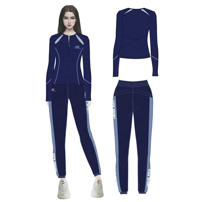 High Quality 2 Piece Woman Long Sleeve Clothing Wear Sets Wholesale Half Zipper Breathable Training Jogging Suit Wear