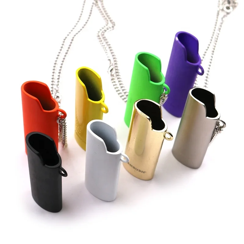 High Quality Custom logo Colorful Matte shiny gold silver black colorful J3 J5 Lighter Case with Necklace chain