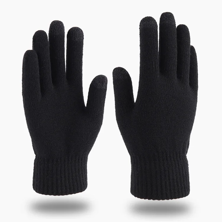 Wholesale Custom Logo Winter Thick Knit Texting Glove One Size Fits Most Unisex Men Warm Touch Screen Gloves