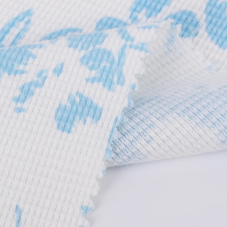 
Customized Spring Summer White Fashion Elasticity Waffle Modal Spandex Printed Fabric For Garment 