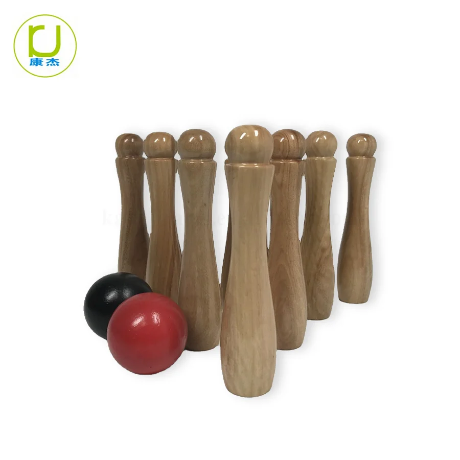 Indoor and Outdoor Game Funny Bowling Balls with 10 Wooden Pins 2 Balls with carrying Bag
