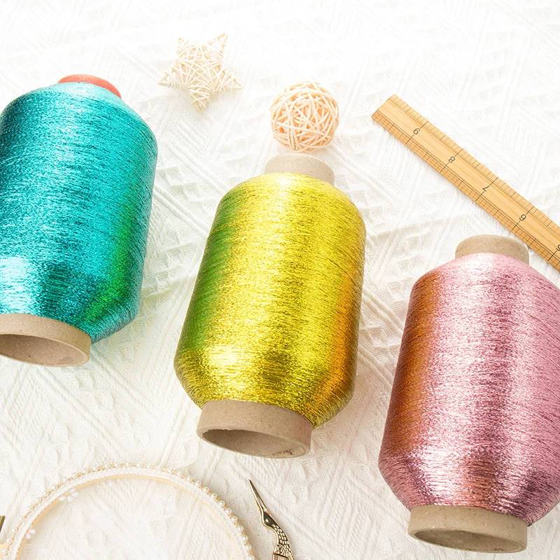 Top Grade Quality Shinny Multicolor MX TYPE  Metallic Threads Metallic Knitting Yarn