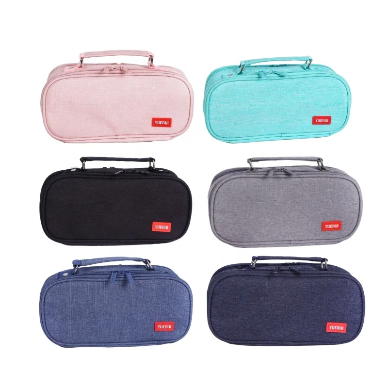 BEYOND Large capacity double zipper canvas fabric tote children preppy school kids pencil case for school kids children