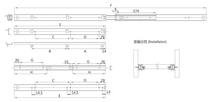 Factory Sale Various Damping Buffer Cabinet Slide High Quality Ball Bearing Soft Close Drawer Slide