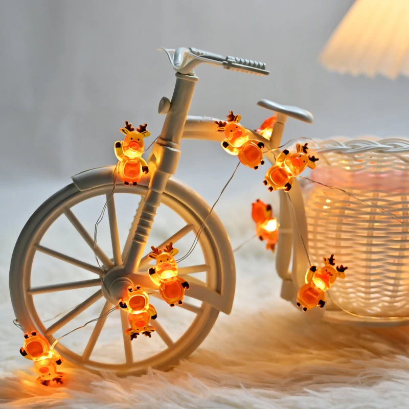 3AA 8 modes Christmas theme decoration deer elk copper wire micro LED fairy string light