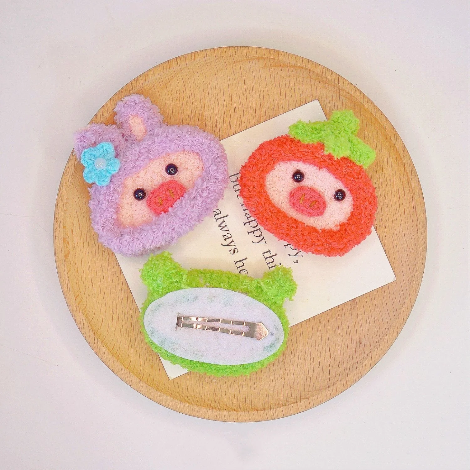 New Handmade Crochet Piggi Pig Hair Accessories Cute Cartoon Kid Baby BB Girl Hair Clip Hairpin Headwear Knit Hair Clip for Girl