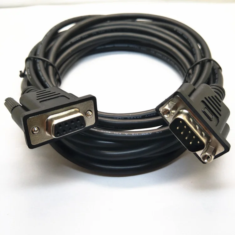 Factory Custom black db 9pin male to db 9pin female RS232 Extension Serial  cable