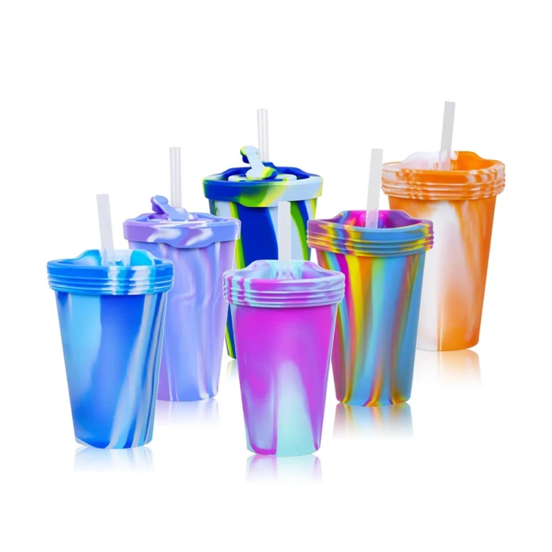 Silicone Pint Glasses Unbreakable & Reusable 16-ounce Silicone Cups For Indoor & Outdoors Straw Tumblers Classic Business Gifts